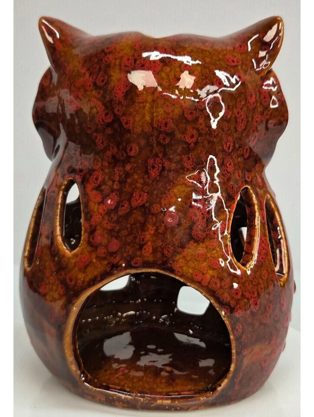 Vintage Ceramic Owl Tea Light Candle Holder Brown Woodland Decor 7
